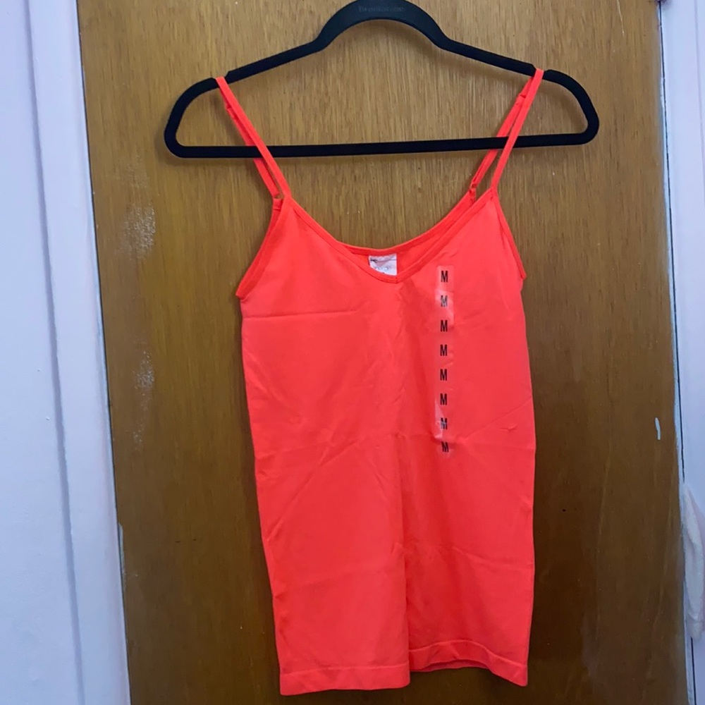 Long Neon Orange Stretch Top